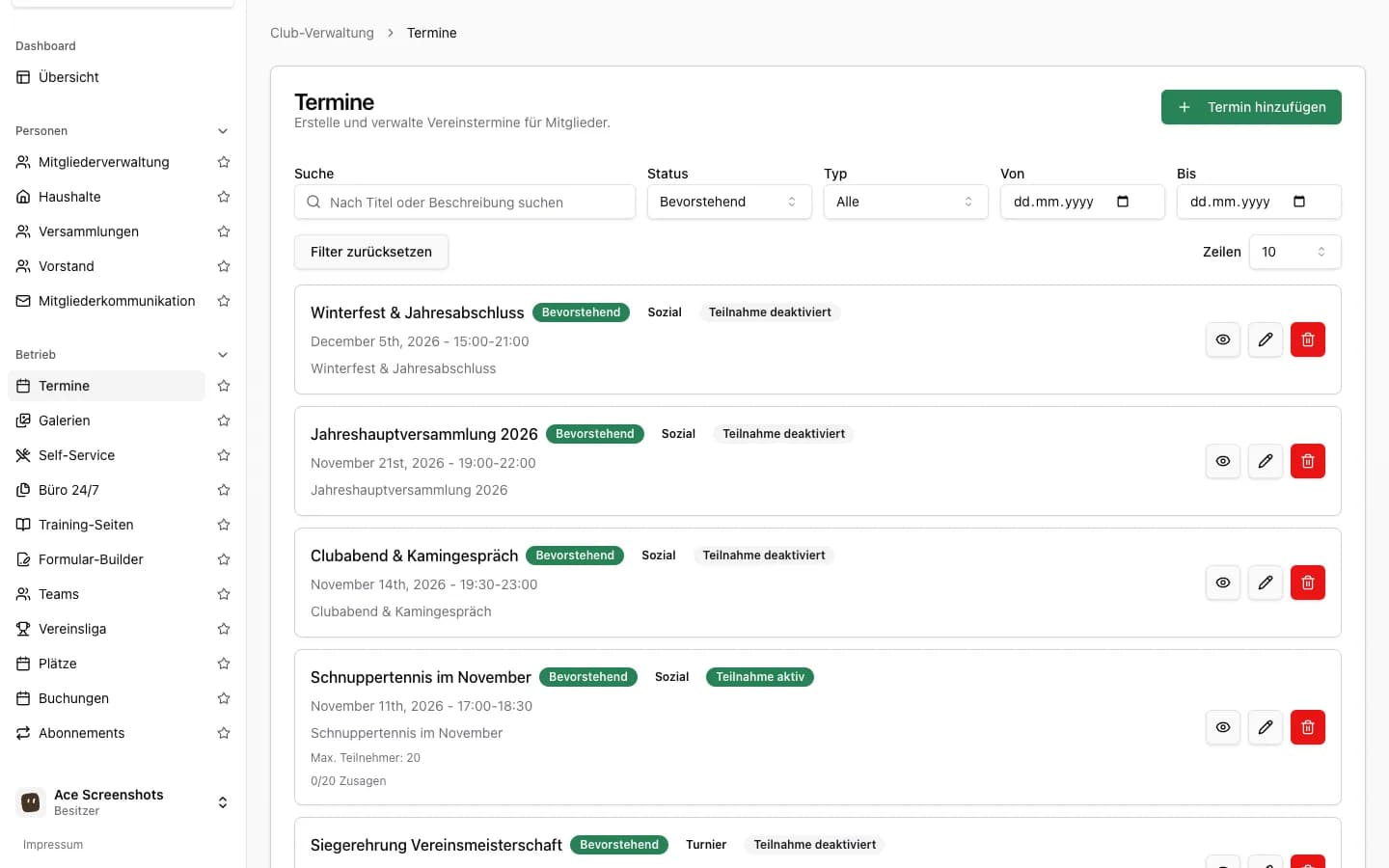 Events & Scheduling